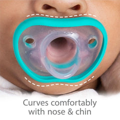 Nanobebe baby pacifiers 3-6 month - orthodontic, curves comfortably with face contour, award winning for breastfeeding babies, 100% silicone - bpa free. baby registry gift 4pk, pink/white