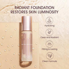 FABLOOX Nutri Veil Foundation - Hydrating and Nourishing Formula with Medium to Full Buildable Coverage Makeup - 80% Essence Luminous Finish - Skincare Makeup Hybrid - Vegan - Almond - 1.1 Fl Oz