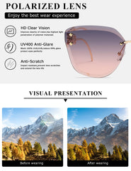 AEVOGUE Sunglasses For Women Oversized Rimless Diamond Cutting Lens Sun Glasses AE0534