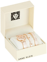 Anne Klein Women's Accented Bangle Watch and Bracelet Set, AK/3296