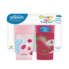 Dr. Brown's Milestones Cheers360 Cup, Pink & Red, 10oz, 2 Count (Pack of 1)