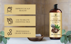 Handcraft Blends Organic Castor Oil in Plastic Bottle - 12 Fl Oz - 100% Pure and Natural Premium Grade for Hair Growth, Eyelashes and Eyebrows - Carrier Oil - Expeller-Pressed and All Natural