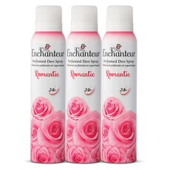 Enchanteur Romantic Perfumed Deo Spray for Women infused with real French Perfume, 150 ml (Pack of 3)