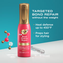 OGX Repair & Protect Bond Protein Repair 450°F Heat Protect Spray, Thermal Protection Spray for Targeted Damage Repair & Protection from Heat Damage, 6.5 fl. oz