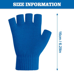 Fingerless Gloves for Women Men Winter Fingerless Mittens for Women Men Warm Knitted Gloves Typing Half Finger Gloves - Blue