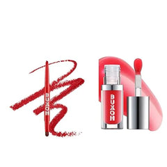 Buxom Full On Glossy Lip Oil in Cherry Flip Power Line Plumping Lip Liner in Real Red
