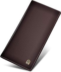 LAORENTOU Bifold Long Leather Wallets for Men Genuine Cow Leather Gift Box Packing Card Holder Men's Slim Wallet, 02 Brown, ONE SIZE, Casual