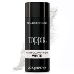Toppik Hair Building Fibers with Premium Keratin Fibers Conceals Hair Thinning and Hair Loss for Fuller Looking Hair that Gives Completely Natural Look For Men and Women White, 27.5 Grams