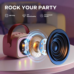 Mini Karaoke Machine for Kids Adults, Portable Bluetooth Speaker with 2 Wireless Microphones,18 Pre-Loaded Songs Toys Birthday Gifts for Girls 4, 5, 6, 7, 8+ Years Old Toddler Teens - MULTICOLOR
