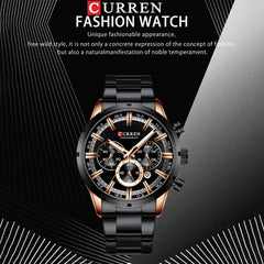 CURREN 8355 Luxury Classic Business Quartz Men Watch 3ATM Waterproof Large Case Big Dial Luminous Wrist Watch Calendar Minute Second Chronograph 24-hours Three Sub-Dials Wristwatch with Alloy Strap - Silver