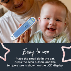 Tommee Tippee InEar Infrared Digital Baby Thermometer, 1 Second Instant Readings in °C or °F, Memory Function, 3m+