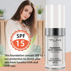 TLM Foundation Liquid,Concealer Cover Cream,Flawless Colour Changing Foundation Makeup,Warm Skin Tone, Cosmetics for Women and Girls