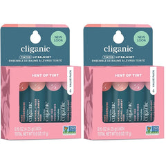 Cliganic Tinted Lip Balm - Non-GMO, 4 Colors - Enriched with Vitamin E, Cruelty Free (Pack of 2)