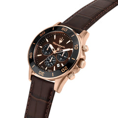 Maserati Limited Edition Men's Watch, Chronograph, Analogue, Leather Strap, Waterproof, COMPETIZIONE Collection - R8871600001 - Brown