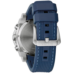 Bulova Men's Icon High Precision Quartz Chronograph Watch, Curved Mineral Crystal, 300m Water Resistant, Continuous Sweeping Secondhand, Luminous Markers - Blue