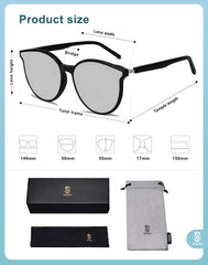 SOJOS Classic Retro Round Sunglasses Women Men Large Glasses SJ2067