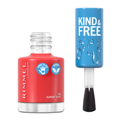 Rimmel Kind & Free Clean Nail Polish - Breathable Top Coat - Plant-Based Formula - Kind To Animals & Vegan - 8 Ml - 25Oz, Shade 155 Sunset Soar