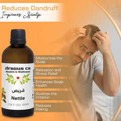 Drsous Ca Premium Stinging Nettle Seed Essential Oil 100ml | 100% Pure and Organic Cold Pressed Natural Oil for Skin care and Hair care | Glass Bottle, Made in Palestine