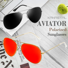 KANASTAL Polarized Sunglasses for Women and Men, Metal Frame Sun Glasses Retro Shades for Mens Driving Outdoor Military Style 100% UV400 Protection