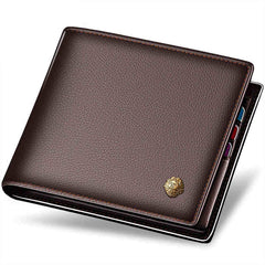 LAORENTOU Men's RFID Bifold Wallet with Zipper Coin Pocket | Genuine Leather | Slim & Casual | Brown