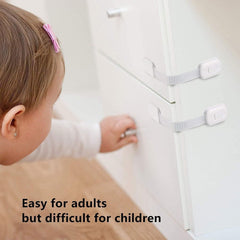 ECVV 6PCS Child Safety Locks White Baby Safety Latches Adjustable Child Proof Cabinet Latches 3M Adhesives Multi-Purpose Baby Locks for Furniture Door Fridge Oven Toilet