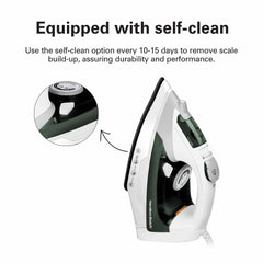 Hamilton Beach Steam Iron 2200W, Vertical steam, 23g/min steam flow, steam shot, water spray, Dry & 3 steam settings, non-stick soleplate, Anti-drip, Anti-calc, Self clean, ST2747-ME