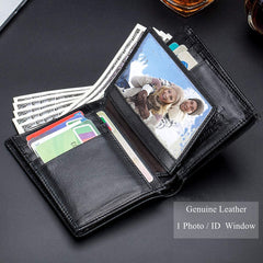 BULLCAPTAIN Large Capacity Genuine Leather Bifold Wallet/Credit Card Holder for Men with 15 Card Slots QB-027, Black, Small, Retro