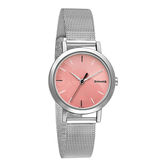 Sonata Pink Dial Analog Watch for Women-NR8174SM02