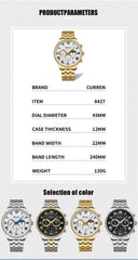 CURREN Original Brand Stainless Steel Band Wrist Watch For Men With Brand (Box & Bag)-8427