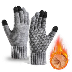 Generic Thermal Winter Gloves, Cold Weather Warm Gloves, Knit Thickened Lined Thermal Glove, for Winter Hiking Camping Skiing Travel Cycling - Grey- 2 Pairs