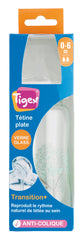 TIGEX TRANSITION+ WIDE NECK FEEDING BOTTLE 240ML GLASS SILICONE TEAT 0-6M INFANT MILK