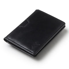 FOXHACKLE RFID Bifold Leather Wallet, Slim Minimalist Card Holder for Men & Women - Black