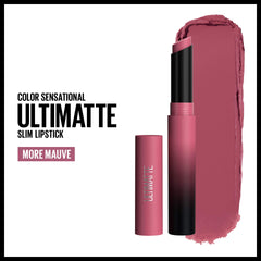 Maybelline New York Color Sensational Ultimatte Matte Lipstick, Non-Drying, Intense Color Pigment, More Mauve, Purple Mauve Pink, 0.06 oz