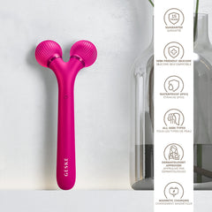 GESKE SmartAppGuided™ Sonic Facial Roller | 4 in 1 | Facial Dermasmooth Stimulator | Derma Roll | Professional Facial Roller | Derma Roller for Skincare and Beauty Routine | Smooth Skin