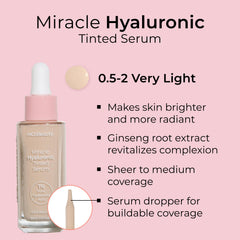 MCoBeauty Miracle Hyaluronic Tinted Serum, 0.5-2 Very Light, Hydration & Glow for Radiant Skin, Vegan, Cruelty Free Cosmetics
