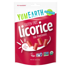 YumEarth Organic Gluten Free Pomegranate Licorice Snack Packs - Allergy Friendly, Gluten Free, Non-GMO, Vegan, No Artificial Flavors or Dyes - 5 Ounce