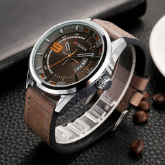 Curren Casual Watch For Men - Leather Band - 8295 - Brown