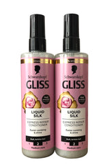 Schwarzkopf Gliss Liquid Silk Leave In Hair Conditioner Spray With Keratin 2 X 200Ml = 400Ml