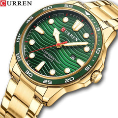 CURREN 8426 Men Watch Top Brand Stainless Steel Quartz Wrist watches Casual Business Waterproof - GOLD GREEN