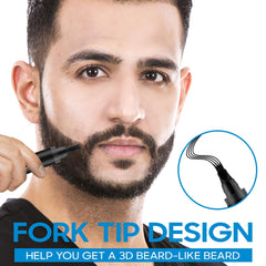 KASTWAVE Beard Pencil Filler for Men - 4 Forks Grooming Beard Pencil with Brush, Waterproof Sweatproof & Long Lasting, Natural Beard, Ideal Gifts for Dad Husband Boyfriends (Dark Brown, 1 PCS)