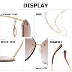 AEVOGUE Sunglasses For Women Oversized Rimless Diamond Cutting Lens Sun Glasses AE0534