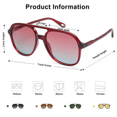SOJOS Retro Vintage Polarized Sunglasses Double Bridge Brow Bar Square Aviators SJ2174