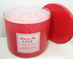 Bath & Body Works White Barn Candle Company and 3-Wick Scented Candle w/Essential Oils - 14.5 oz - You're The ONE (White Birch, Velvety Rose, A Drop of Strawberry Nectar)