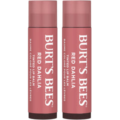 Burt's Bees Lip Tint Balm Stocking Stuffers Gifts, Long Lasting 2 in 1 Duo Tinted Balm Formula, Color Infused with Hydrating Shea Butter for a Natural Looking Buildable Finish, Red Dahlia (2-Pack)