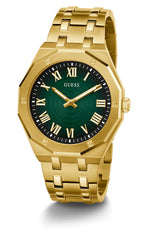 Gold-Tone and Green Sunburst Analog Watch