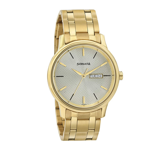 Sonata Light Champagne Dial Analog watch For Men-NR7134YM03
