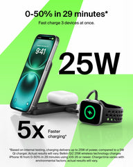 Belkin UltraCharge 2-in-1 Wireless Charger 25W, Qi2.2 Certified MagSafe Compatible Charger, Charging Station for iPhone 17, Air, AirPods, Pixelsnap, Magnetic Stand with USB-C Port, 45W Adapter - Black