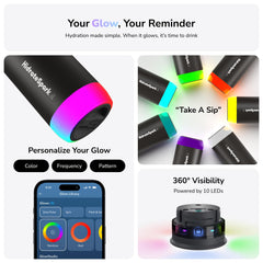 Hidrate Spark PRO Smart Water Bottle - Tracks Water Intake & Glows to Remind You to Stay Hydrated, Chug & Straw lid, 21oz (Black)