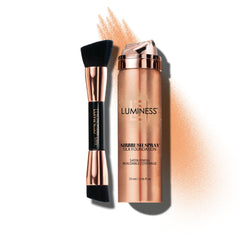 LUMINESS Silk Airbrush Spray Foundation & Buffing Brush Kit β Full Coverage Foundation & Dual-Sided Buffing Brush - Buildable Coverage, Anti-Aging Formula Hydrates & Moisturizes (Shade - Light Warm)