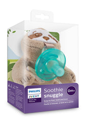 AVENT Philips Soothie Snuggle Pacifier Holder with Detachable Pacifier, Sloth, 0m+, SCF347/07